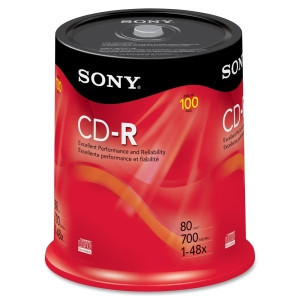 Part No: 100CDQ80RS - Sony 48x CD-R Media - 700MB - 120mm - 100 Pack Spindle