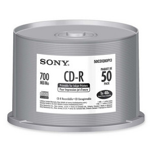 Part No: 50CDQ80PI3 - Sony 48x CD-R Media - 700MB - 120mm - 50 Pack Spindle