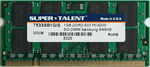 Super Talent DDR2-533 SODIMM 1GB/64x8 Samsung Chip Notebook Memory
