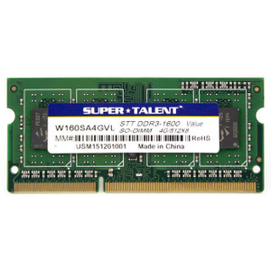 Super Talent DDR3L-1600 SODIMM 4GB/512Mx8 CL11 Value Notebook Memory