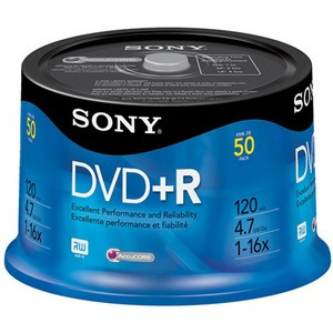 Part No: 50DPR47RS4 - Sony 16x dvd-R Media - 4.7GB - 120mm Standard - 50 Pack Spindle