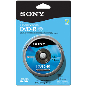 Part No: 10DMR30RS1H - Sony dvd-R Media - 1.4GB - 80mm Mini - 10 Pack Spindle