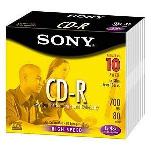 Part No: 10CDQ80L3 - Sony 48x CD-R Media - 700MB - 10 Pack