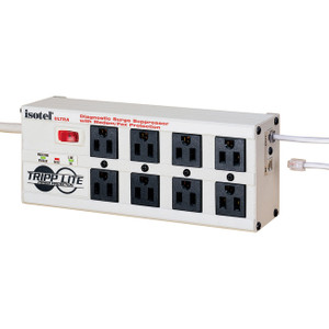 Tripp Lite Isobar Surge Protector Metal RJ11 8 Outlet 12' Cord 3840 Joules - ISOTEL8ULTRA