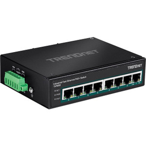 TRENDnet 8-Port Industrial Fast Ethernet PoE+ DIN-Rail Switch - TI-PE80