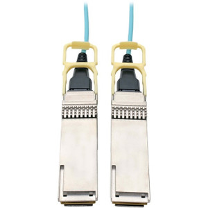 Tripp Lite QSFP28 to Active Optical Cable - 100GbE, AOC, M/M, Aqua, 15 m (49.2 ft.) - N28H-15M-AQ