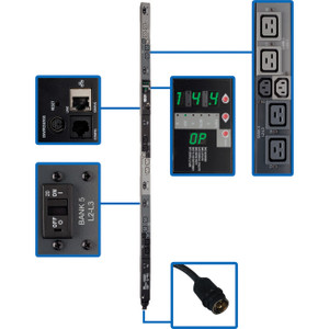 Tripp Lite PDU 3-Phase Switched 208V 14.4kW Hubbell 6 C13; 12 C19 0URM - PDU3VSR6H50A
