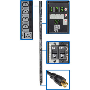 Tripp Lite PDU 3-Phase Switched 240V 17.3kW C13 C19 L22-30P Vertical 0URM - PDU3XVSR6L2230B