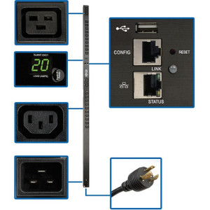 Tripp Lite PDU Monitored 3.3-3.7kW 20 C13 4 C19 208/230V 20A LX Platform 0URM - PDUMNV20HVLX