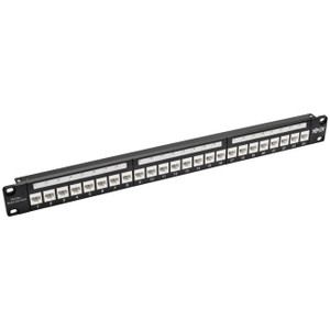 Tripp Lite 24-Port Cat6a Feedthrough Patch Panel w/ Down-Angled Ports 1URM - N254-024-6AD