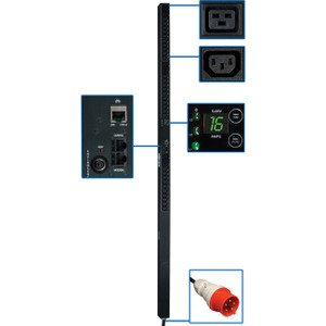 Tripp Lite PDU 3-Phase Monitored 220/230V 30 C13; 6 C19 IEC-309 16A Red 3' Cord 0U - PDU3XVN3G16