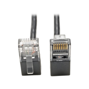 Tripp Lite Right-Angle Cat6 UTP Patch Cable (RJ45) - M/M, Gigabit, Snagless, Molded, Slim, Black, 0.61 m - N201-SR2-BK