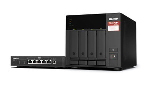 QNAP TS-473A-SW5T-US NAS/storage server Tower Ryzen Embedded V1500B 8 GB DDR4 0 TB QNAP Turbo System Black