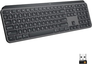 Logitech MX Keys Advanced Wireless Illuminated Keyboard, Bluetooth USB-C - Graphite - With Free Adobe Creative Cloud Subscription