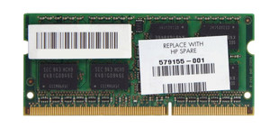 Part No: 579155-001 - HP 2GB PC3-10600 DDR3-1333MHz non-ECC Unbuffered CL9 204-Pin SoDimm Memory Module