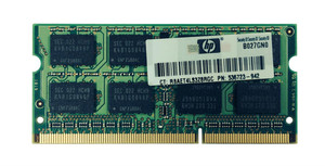 Part No: 536723-942 - HP 2GB PC3-10600 DDR3-1333MHz non-ECC Unbuffered CL9 204-Pin SoDimm Single Rank Memory Module