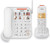 VTech SN5147 Amplified Corded/Cordless Senior Phone with Answering Machine, Call Blocking, 90dB Extra-loud Visual Ringer, One-touch Audio Assist on Handset up to 50dB, White