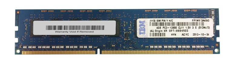 Part No: 00D4955 - IBM 4GB (1X4GB) 1600MHz PC3-12800 240-Pin 1.5VOLT Dual Rank X8 UNBUFFERED CL11 ECC DDR3 VLP SDRAM RDIMM IBM Memory for SYSTE