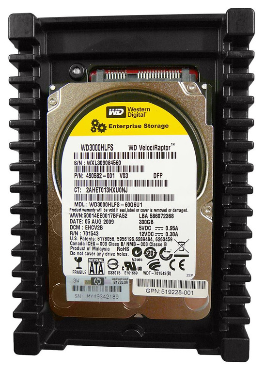 Part No: WD3000HLFS - Western Digital Velociraptor 300GB 10000RPM SATA 3GB/s 7-Pin 16MB Cache 3.5-inch Hard Drive