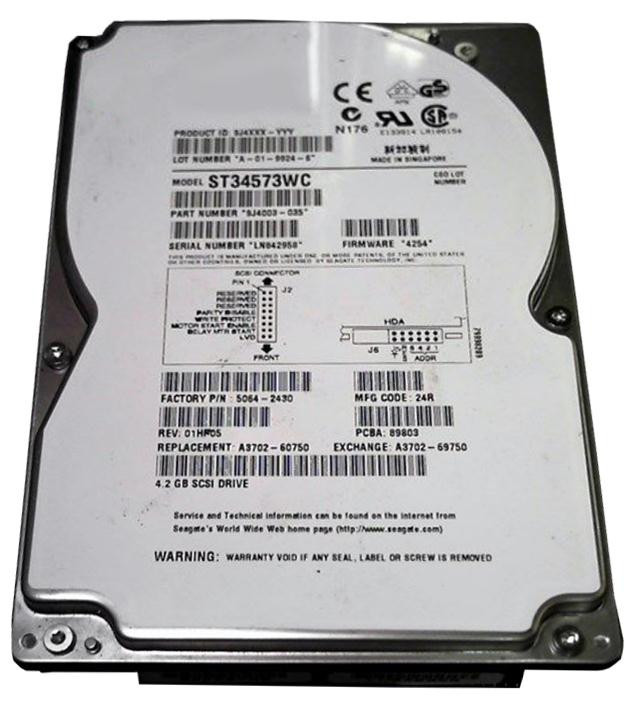 ST34573WC - Seagate Barracuda 9LP ST34573WC 4.55 GB 3.5 Internal Hard Drive - Wide Ultra SCSI - 7200 rpm - 512 KB Buffer - Hot Swappable