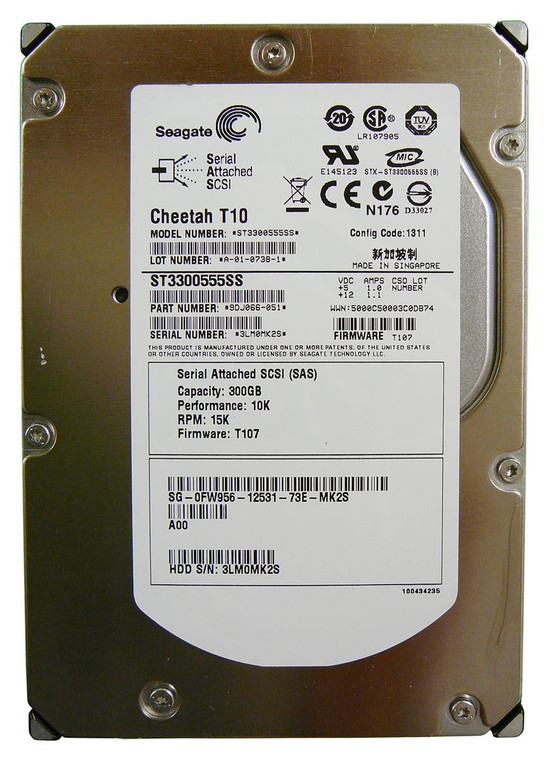 ST3300555SS - Seagate Cheetah T10 300GB 15000RPM SERIAL ATTACHED SCSI (SAS) 3GB/s 3.5-inch H