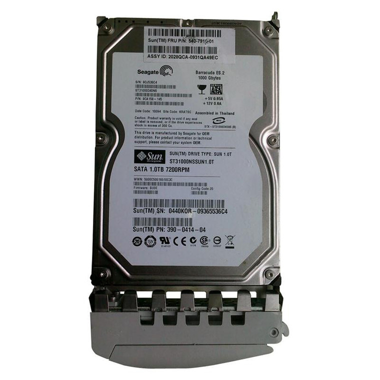 Part No: 5407910-01 - Sun 1TB 7200RPM SATA 3GB/s 32MB Cache 3.5-inch Hard Drive