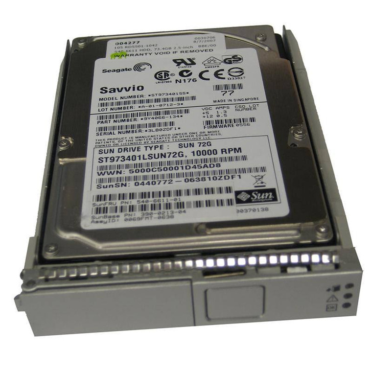 Part No: XRA-SS2CF-73G10K - Sun XRA-SS2CF-73G10K 73 GB 2.5 Internal Hard Drive - SAS - 10000 rpm - Hot Swappable