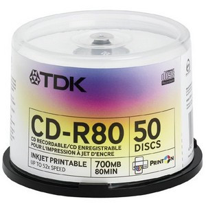 Part No: ZCD-R80ISHCB50 - TDK 52x CD-R Media - 700MB - 50 Pack