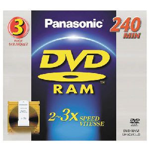 Part No: LM-AD240LU3 - Panasonic 3x dvd-RAM Double-Sided Media - 9.4GB - 3 Pack