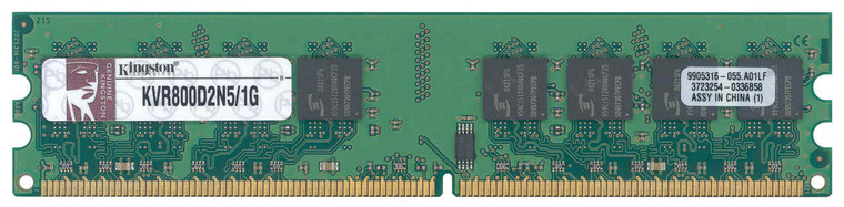 Part No: KVR800D2N5/1G - Kingston 1GB PC2-6400 DDR2-800MHz non-ECC Unbuffered CL5 240-Pin DIMM Dual Rank Memory Module
