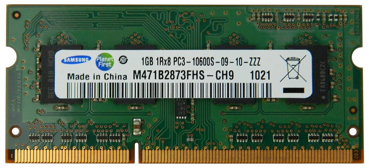 Part No: M471B2873FHS-CH9 - Samsung 1GB 1333MHz PC3-10600S CL9 NON-ECC UNBUFFERED DDR3 SDRAM 204-Pin SoDimm SAMSUNG Memory Module for Laptop