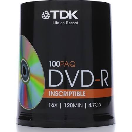 Part No: DVD+R47CB100 - TDK dvd+R Media - 4.7GB - 100 Pack