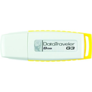 Part No: DTIG3/8GB - Kingston DataTraveler G3 DTIG3/8GB 8 GB USB 2.0 Flash Drive - Yellow White - External