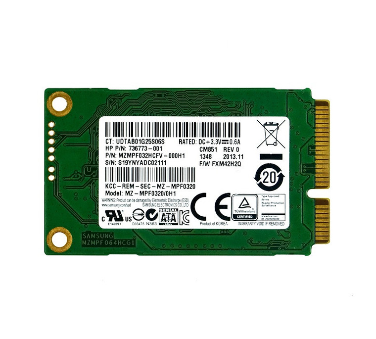 Part No: MZMPF032HCFV-000H1 - Samsung 32GB 6GB/s PCI-Express mSATA Solid State Drive
