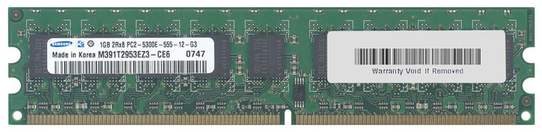 Part No: M391T2953EZ3-CE6 - Samsung 1GB PC2-5300 DDR2-667MHz ECC Unbuffered CL5 240-Pin DIMM Dual Rank Memory Module (Refurbished)