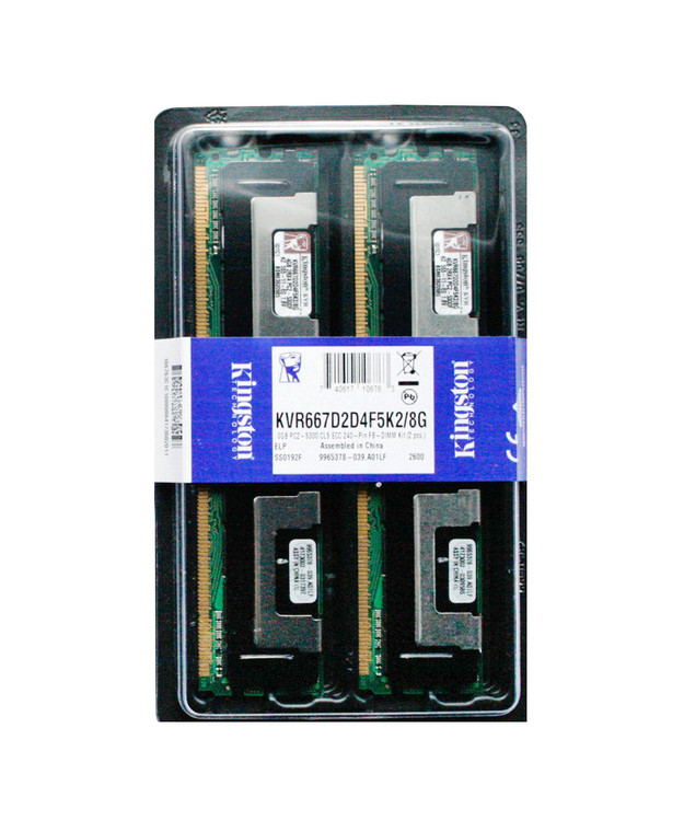 Part No: KVR667D2D4F5K2/8G - Kingston 8GB (2x4GB) 667Mhz PC2-5300 ECC DDR2 SDRAM Fully Buffered Dimm Memory Kit