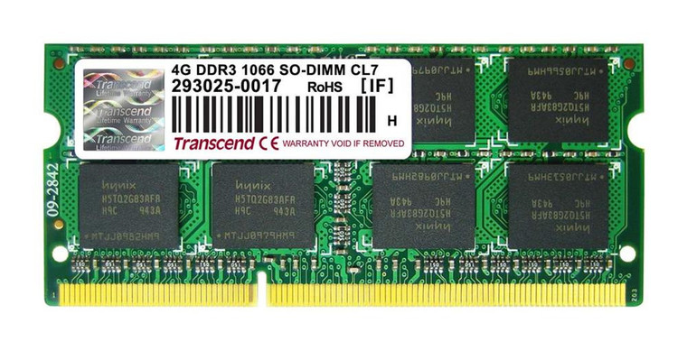 TS512MSK64V1N - Transcend 4GB PC3-8500 DDR3-1066MHz non-ECC Unbuffered CL7 204-Pin SoDimm Memory Module
