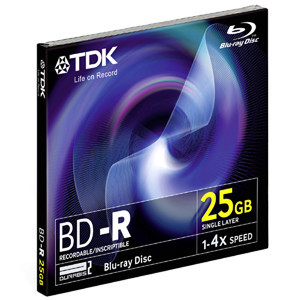 Part No: 49019 - TDK 4x BD-R Media - 25GB - 120mm Standard - 1 Pack Jewel Case