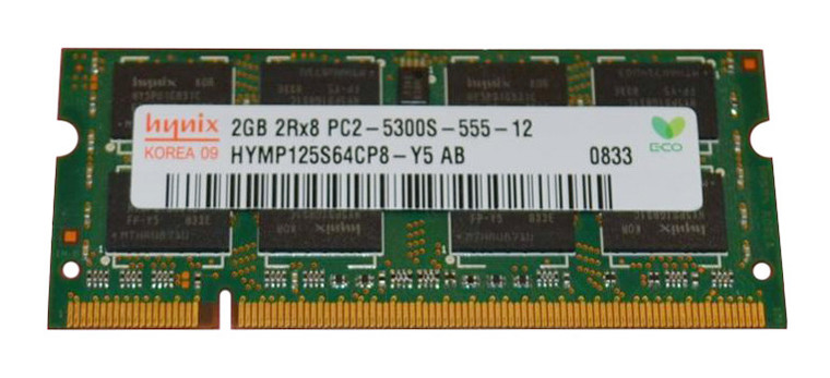 Part No: HYMP125S64CP8-Y5-06 - Hynix 2GB PC2-5300 DDR2-667MHz non-ECC Unbuffered CL5 200-Pin SoDimm Dual Rank Memory Module