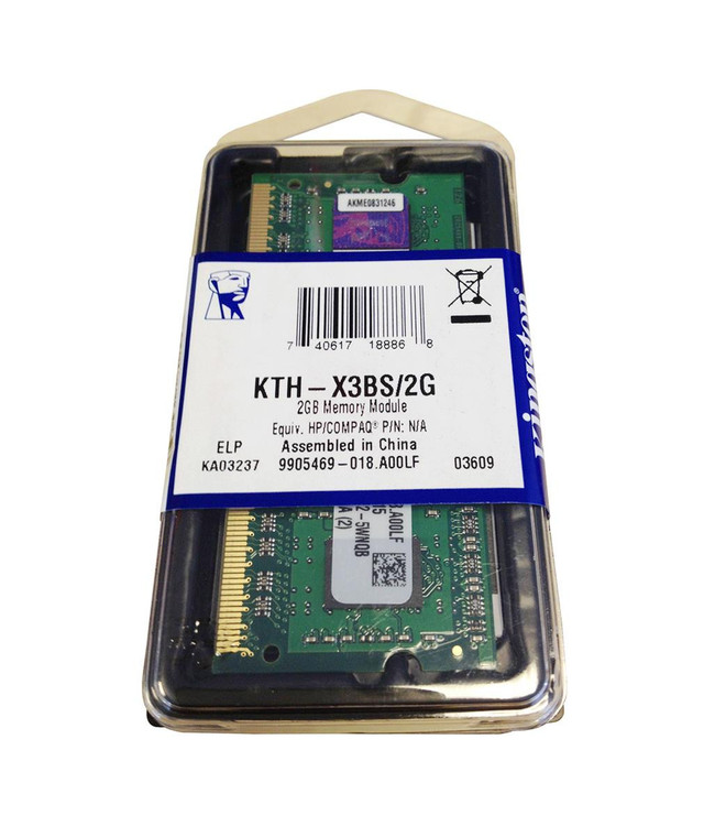 Part No: KTH-X3BS/2G - Kingston 2GB (1x2GB) 1333Mhz PC3-10600 Non-ECC Unbuffered DDR3 SDRAM 204-Pin SoDimm Memory for HP Laptops