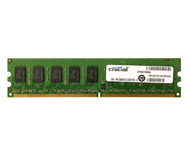 Part No: CT2KIT25672AA80EA - Crucial 4GB Kit (2GBx2) PC2-6400 DDR2-800MHz ECC Unbuffered CL-5 256M x 72 240-Pin DIMM Memory