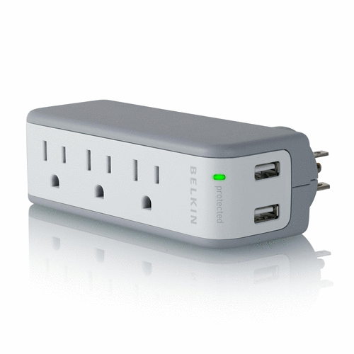 Belkin BZ103050-TVL 5-Outlet Mini Surge Protector, w/ USB Charger