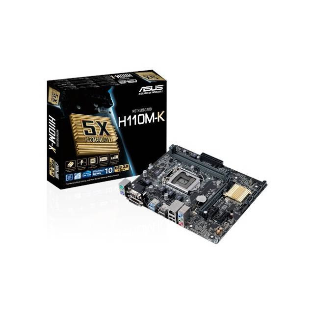 Asus H110M-K LGA1151/ Intel H110/ DDR4/ SATA3&USB3.0/ A&GbE/ MicroATX Motherboard