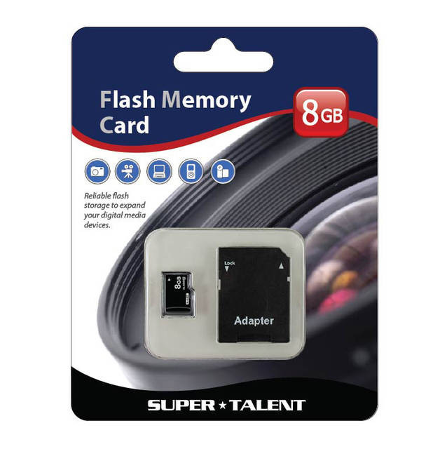 Super Talent 8GB Micro SDHC Memory Card w/ Adapter
