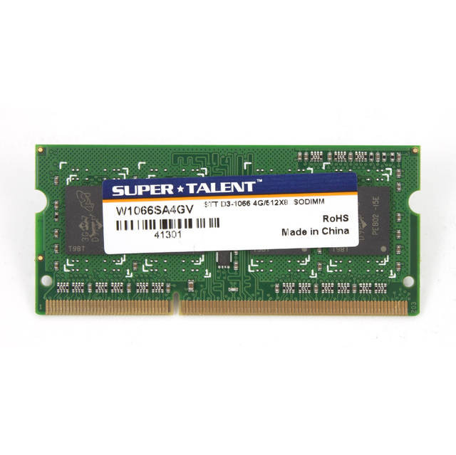 Super Talent DDR3-1066 SODIMM 4GB/512x8 CL7 Notebook Memory