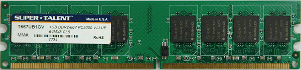 Super Talent DDR2-667 1GB/64x8 Memory