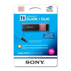 Part No: USM16GL - Sony 16GB Micro Vault Click USB 2.0 Flash Drive - 16 GB - USB - External