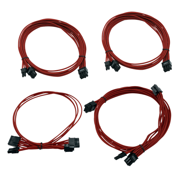 1600W G2/P2/T2 Red Additional Power Supply Cable Set (Individually Sleeved)