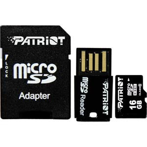 Patriot 16GB MicroSDHC Class 10 3IN1 Kit With SD & USB 2.0 Adapter PSF16GMCSDC10UK