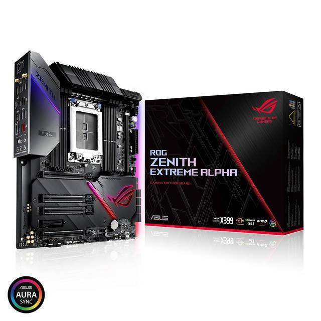 Asus ROG ZENITH EXTREME ALPHA Socket TR4/ AMD X399/ DDR4/ Quad-GPU CrossFireX & Quad-GPU SLI/ SATA3&USB3.1/ M.2/ WiFi/ A&GbE/ EATX Motherboard